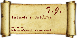 Talabér Jolán névjegykártya