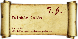 Talabér Jolán névjegykártya